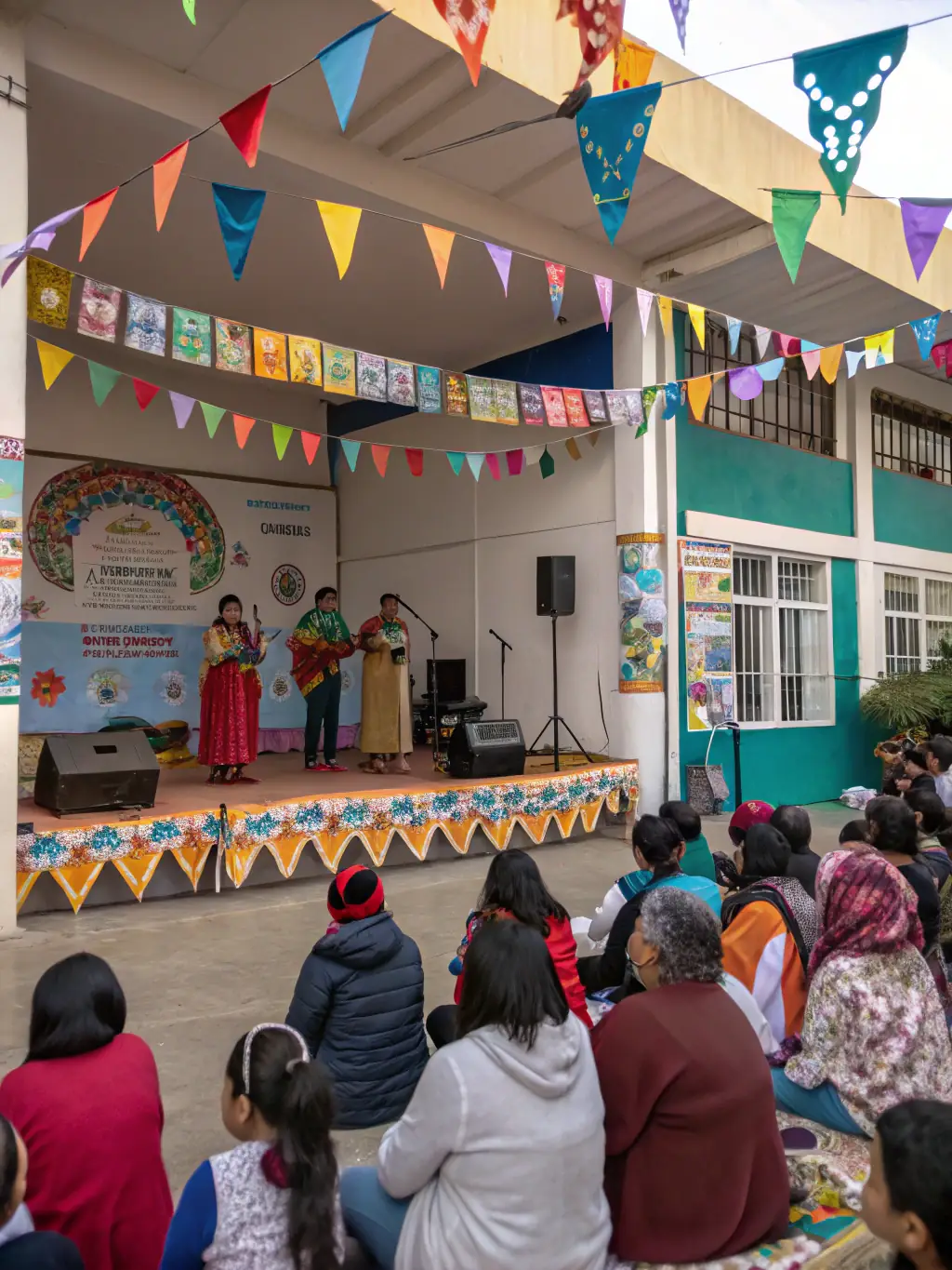 A photograph of a diverse group of people attending a CBPT community event, enjoying cultural performances and exhibits outdoors.